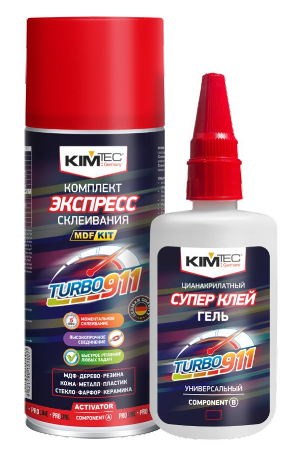 Клей-экспресс KIM TEC TURBO 911 (цианакрилатный клей 125 г + активатор 400 мл) 11613823