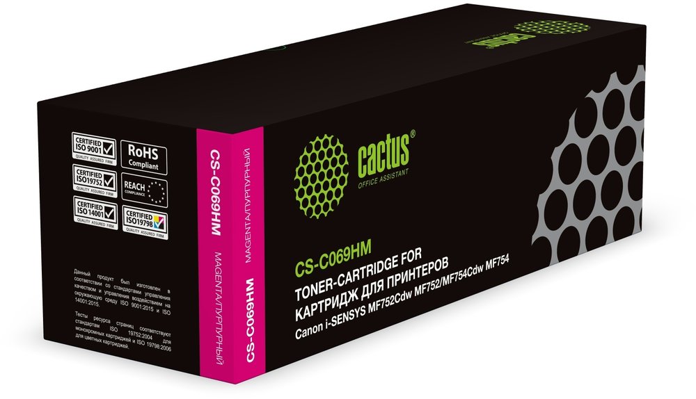 Лазерный картридж CACTUS CS-C069HM 069H пурпурный 5500 страниц для Canon i-Sensys MF752Cdw MF752/MF754 1961520