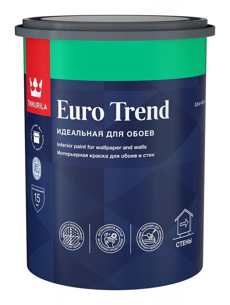 Краска для обоев и стен Tikkurila EURO TREND база A матовая 0,9 л 700009616