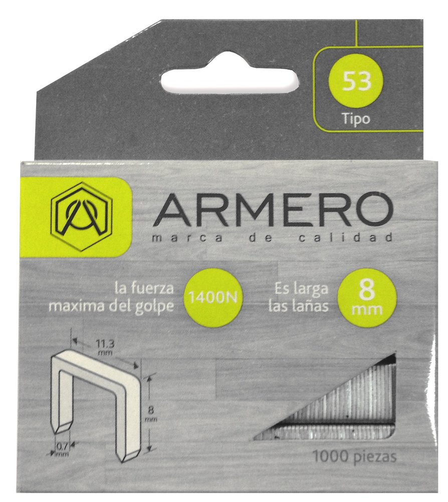 Скобы для степлера ARMERO тип 53, 8мм, 1000 шт A312/007