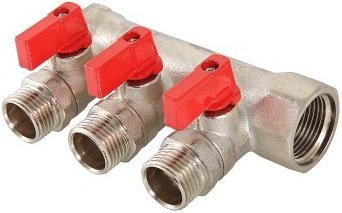 Коллектор с отсекающими кранами, 1х3 вых. 1/2 нар. Valtec VTc.580.N.0603