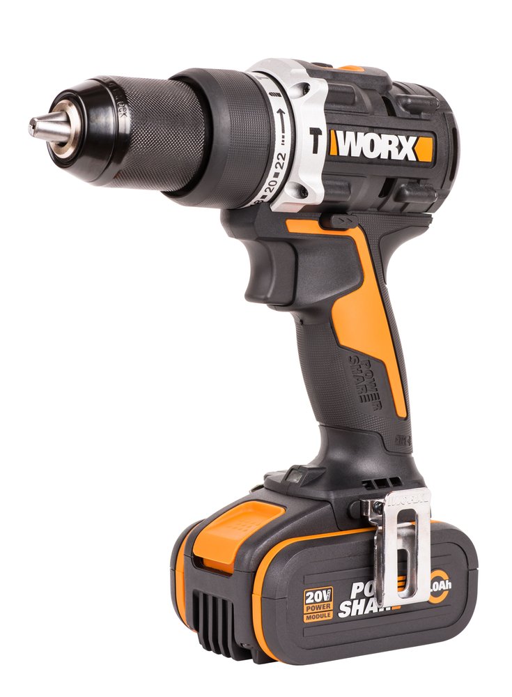 Ударная аккумуляторная дрель-шуруповерт WORX 60 Нм, 20 В, бесщеточная, 4 Ач x 2, ЗУ 2 А, кейс WX352.1