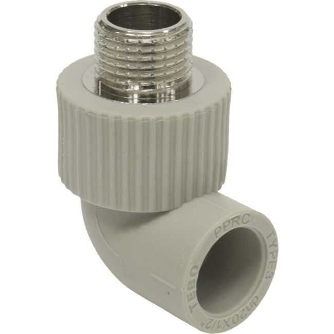Угольник комбинированный TEBO PPR 20x3/4 НР серый 031030604