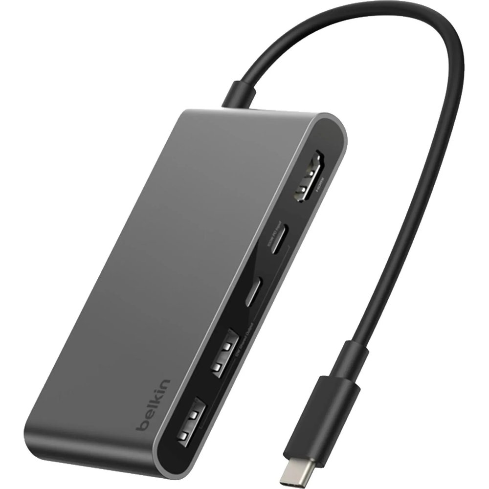 Разветвитель USB Belkin (AVC022hqSGY)хаб 5в1 4K@60Hz 100W сер.косм