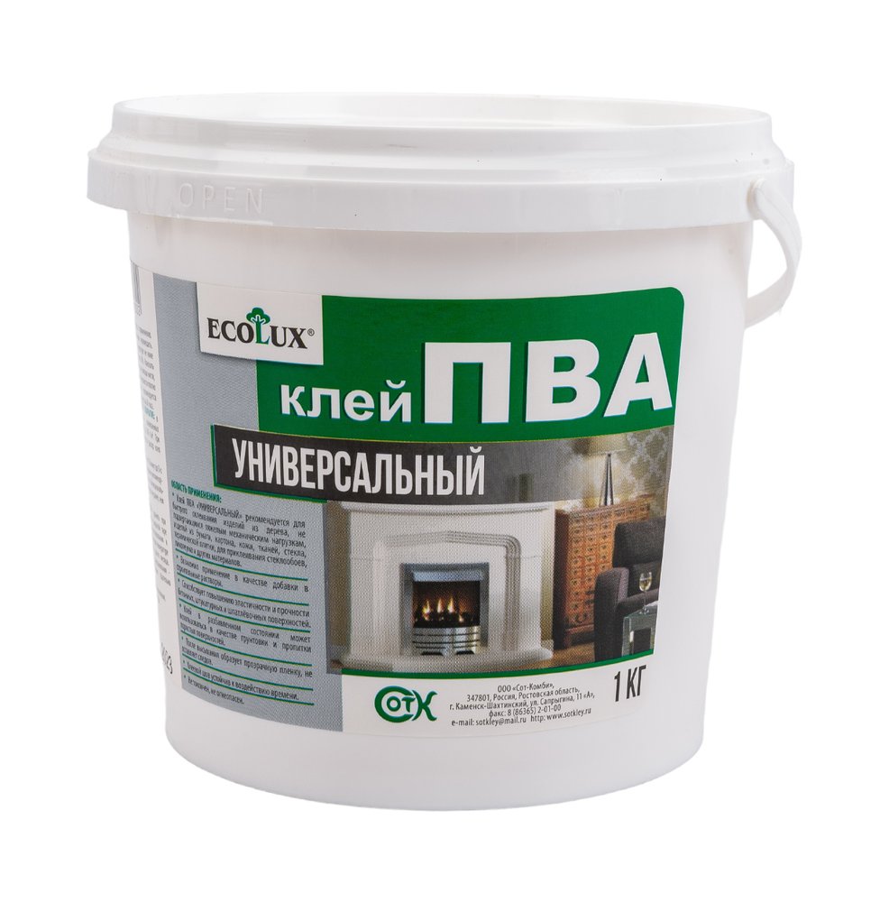 Универсальный клей ПВА ECOLUX 1 кг 4607133681302