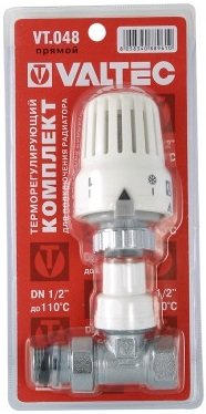 Прямой клапан с термостатической головкой для радиатора 1/2 Valtec VT.048.N.04