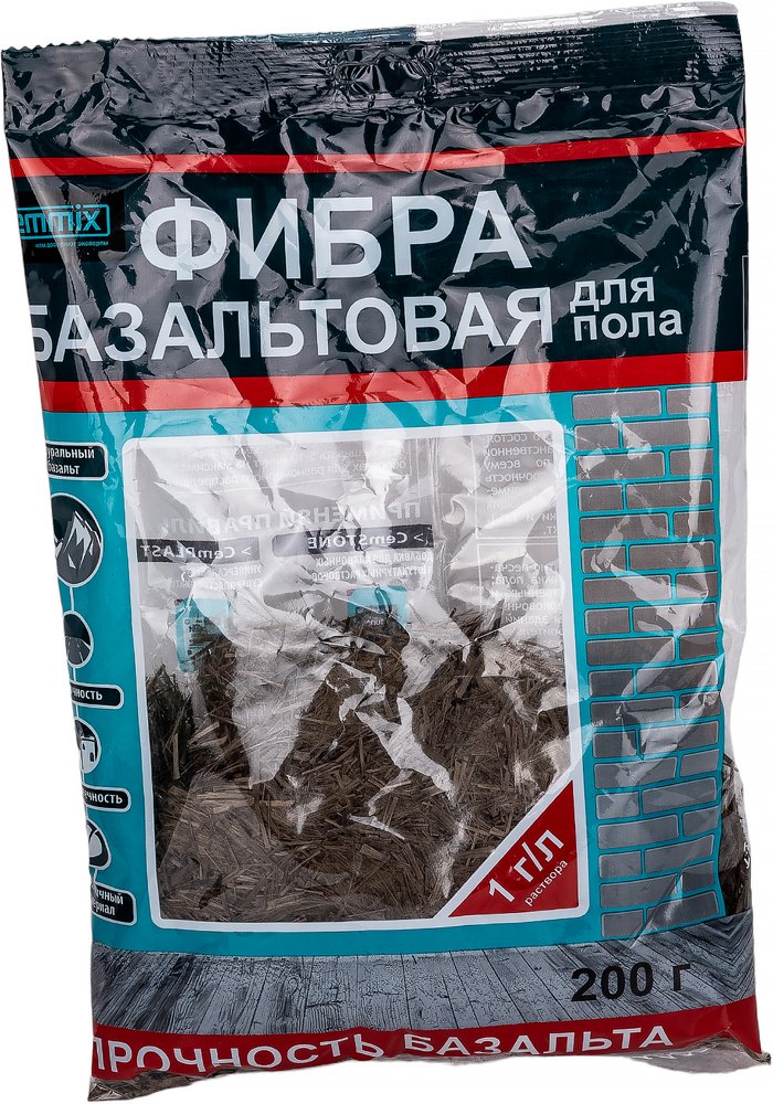 Базальтовая фибра CEMMIX Fibra R, пакет 200 г. 82553543
