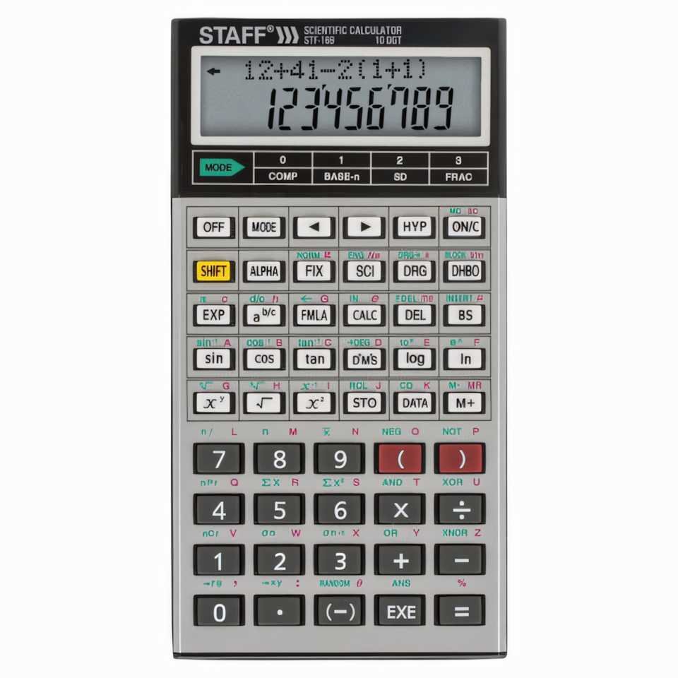 Двухстрочный инженерный калькулятор STAFF STF-169 143х78мм, 242 функции, 10+2 разрядов, 250138