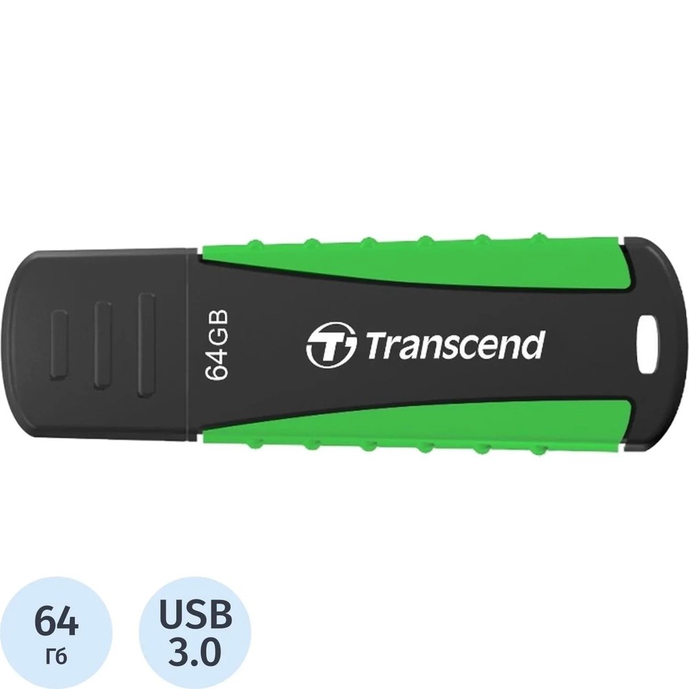 Флеш-память Transcend JetFlash 810, 64Gb, USB 3.1 G1, ч/зел, TS64GJF810