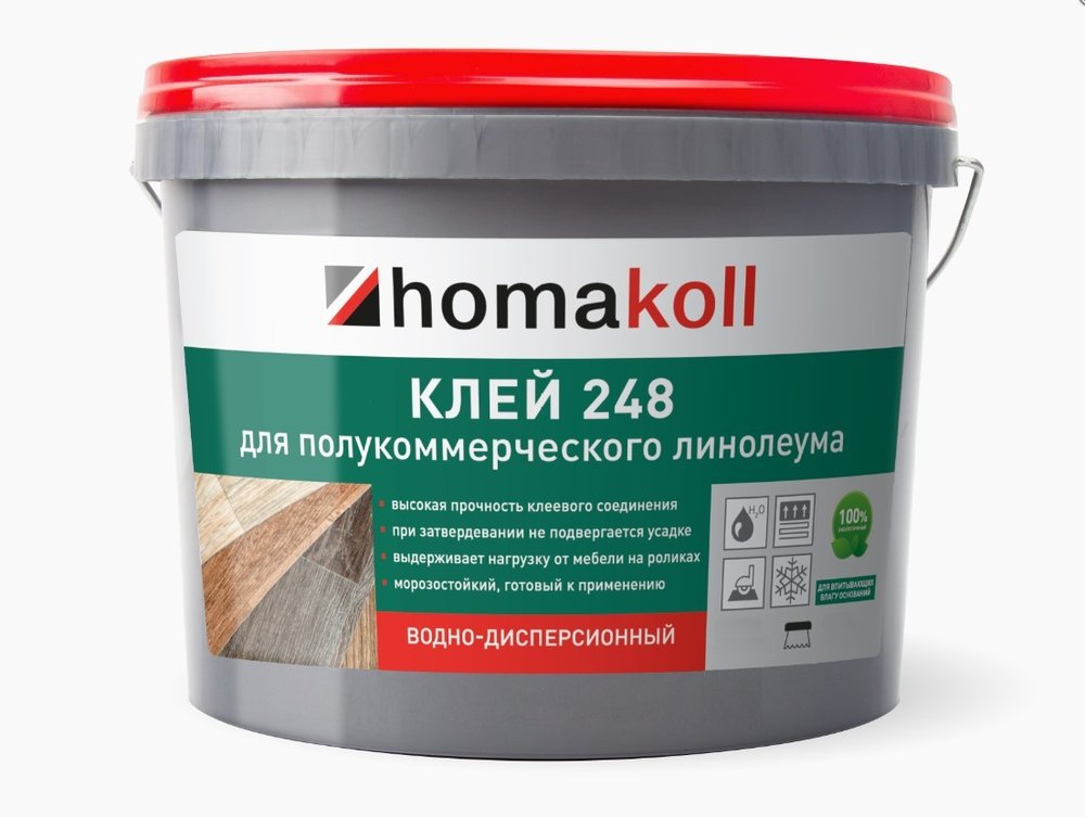 Клей для полукоммерческого линолеума Homakoll 248 14 кг, водно-дисперсионный 4680136700430 248-14-19