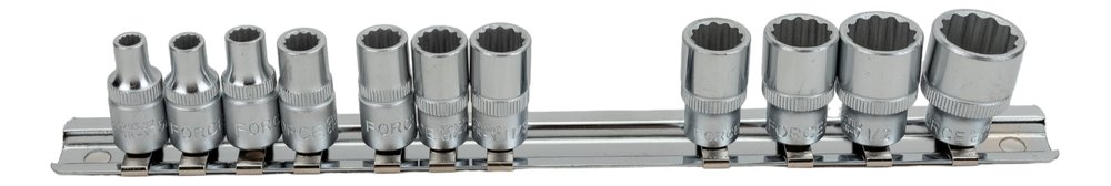 Набор головок 1/4', 12 гранные, дюймовые, на планке,11 шт. FORCE 21110