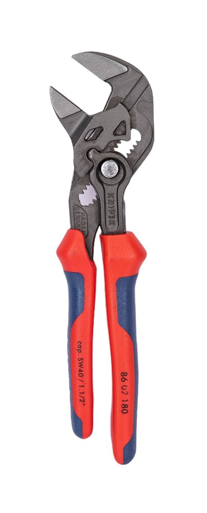 Переставные клещи-ключ Knipex 180 мм, 40 мм (1 1/2'), серые, 2К ручки, KN-8602180SB