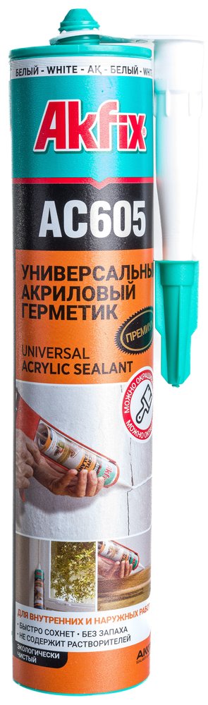 Акриловый герметик Akfix AC605, белый, 310 мл AA002