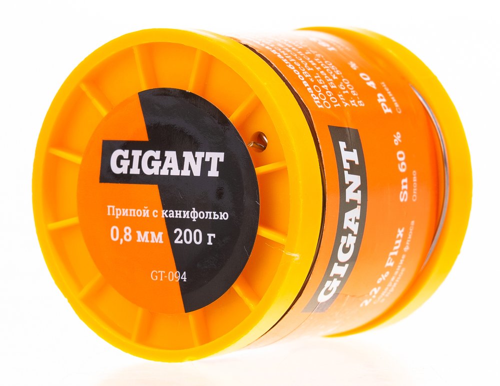 Припой Sn60 Pb40, трубка 0.8 мм, 200 г Gigant GT-094