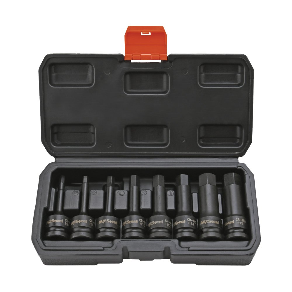 Набор головок ударных 1/2' HEX L 78 мм, H6-H19, 8 шт. AV Steel AV-724408
