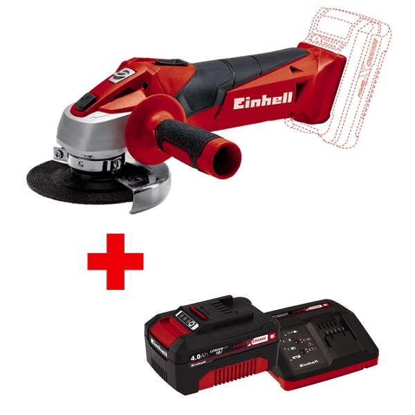 Угловая аккумуляторная шлифмашина Einhell PXC TC-AG 18/115 Li +1 аккумулятор PXC 4.0 Ач + ЗУ 3А 4431130SET