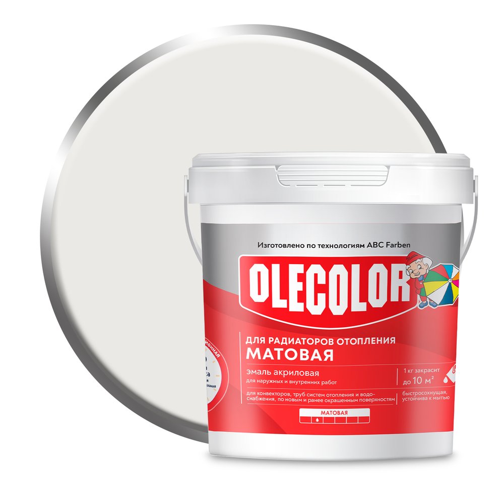 Акриловая эмаль для радиаторов отопления OLECOLOR 1 кг 4300004406