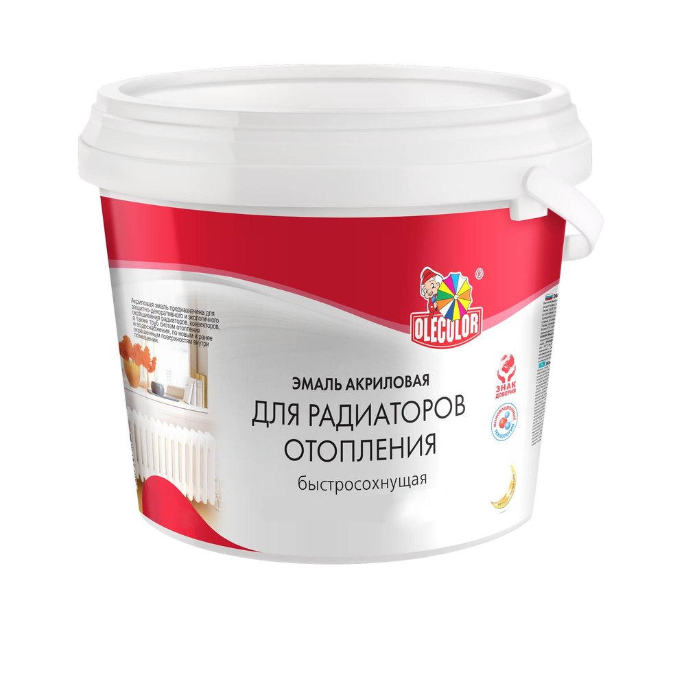 Акриловая эмаль для радиаторов отопления Olecolor (высокоглянцевая, 2.5 кг) 4300011045