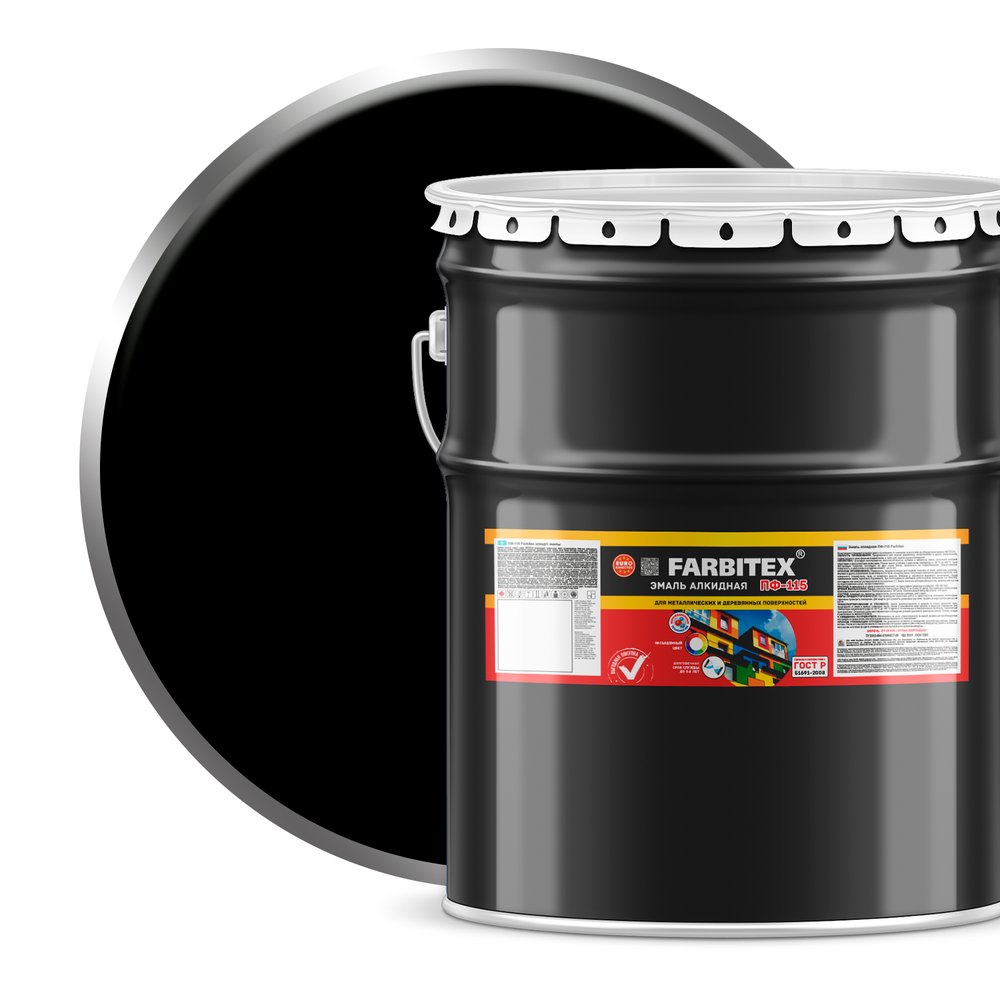 Алкидная эмаль FARBITEX ПФ-115 (черный, 20 кг) 4300001613