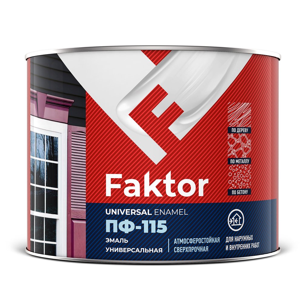 Универсальная эмаль ПФ-115 ЯРОСЛАВСКИЕ КРАСКИ FAKTOR черная, банка 1,9 кг 214730