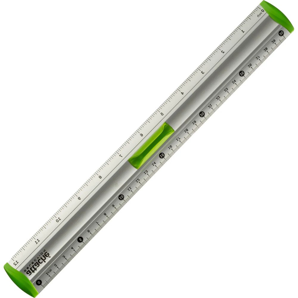 Линейка 30см Attache Selection aluminium с держателем зеленый