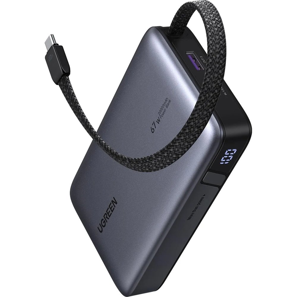 Внешний аккумулятор UGREEN PB550(85166B)67W 20000mAh USB-C&A +каб/сер.косм