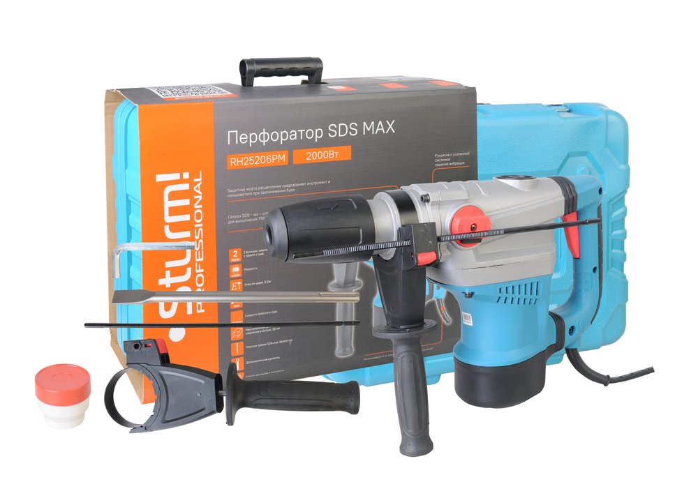 Перфоратор Sturm SDS-MAX 2000Вт, 12Дж, 3900уд/мин, 560об/мин, 2 режима, кейс RH25206PM