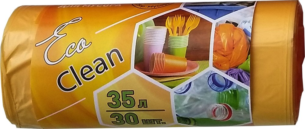 Мешки Ecoclean (35 л, 30 шт., ПНД , желтый, 8 мкм, 48х58 см) Концепция Быта 3767