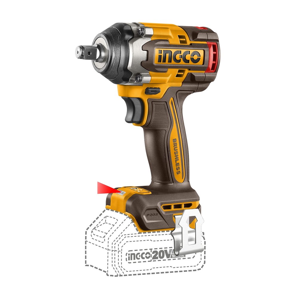 Аккумуляторный ударный гайковерт INGCO BL 20В 500Hm 1/2 ABR SUPER INDUSTRIAL CIWLI2050