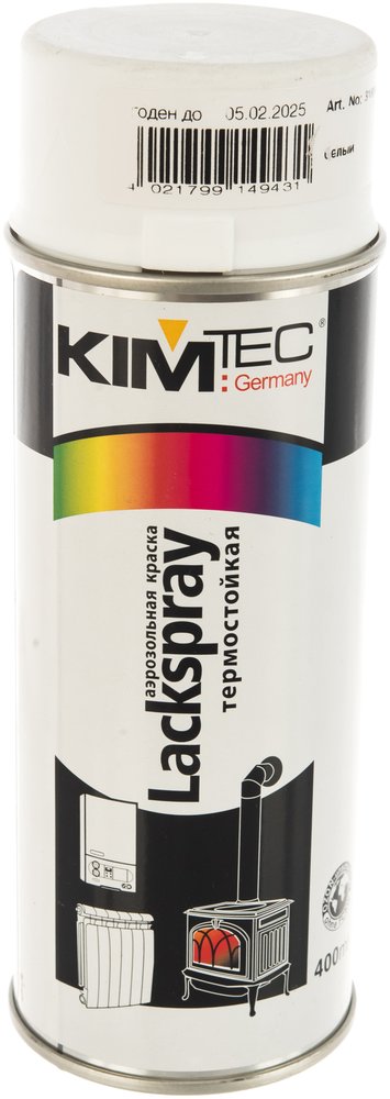 Краска KIM TEC аэрозольная термостойкая белая RAL9003 400мл 11587811