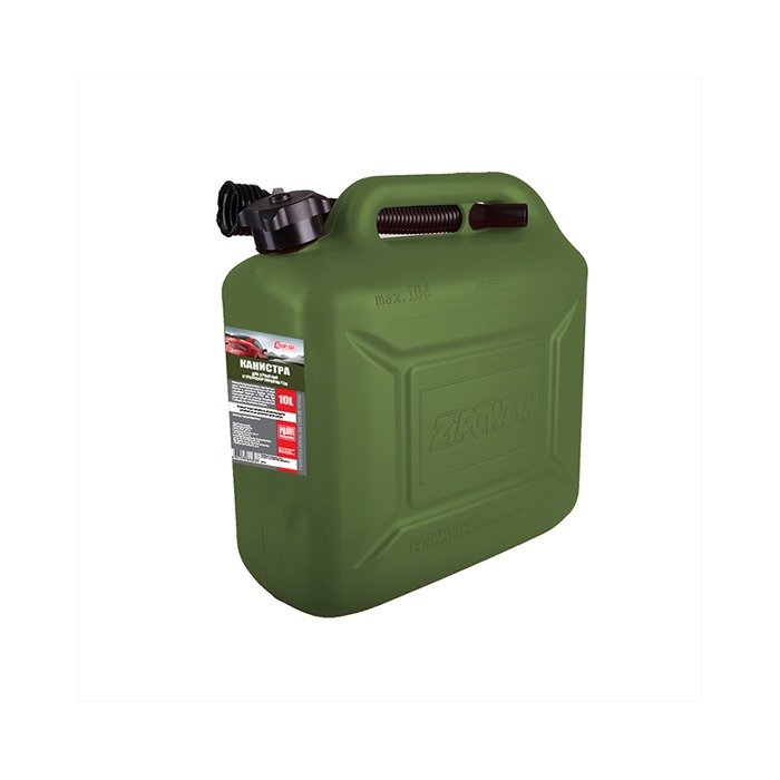 Канистра PROFI 10 л, оливковая, для топлива, в комплекте с крышкой и лейкой 3ton 55331
