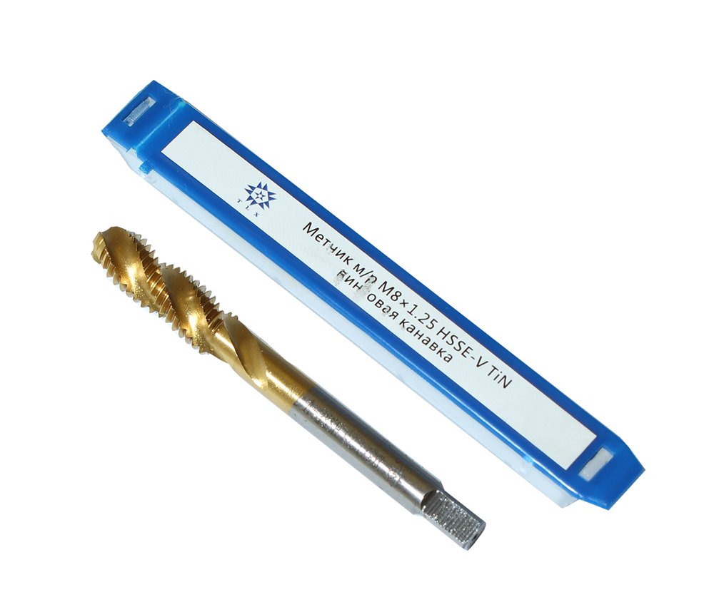 Метчик TLX М 8,0 1,25 м/р.HSSЕ-V GV3 винтовая канавка, покрытие TiN ISO 529 74573
