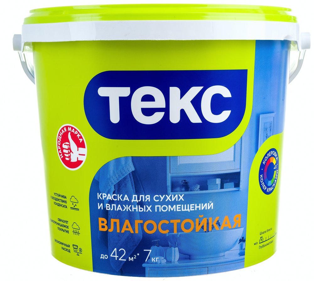 Влагостойкая в/д краска Текс универсал 7 кг 19189 700000519