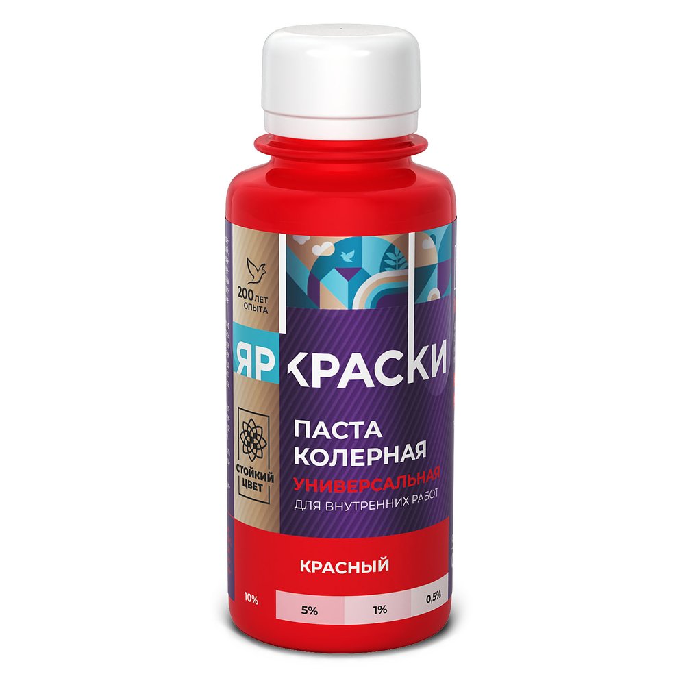 Универсальная колерная паста ЯРОСЛАВСКИЕ КРАСКИ красный, бутылка 0,1 л О04106