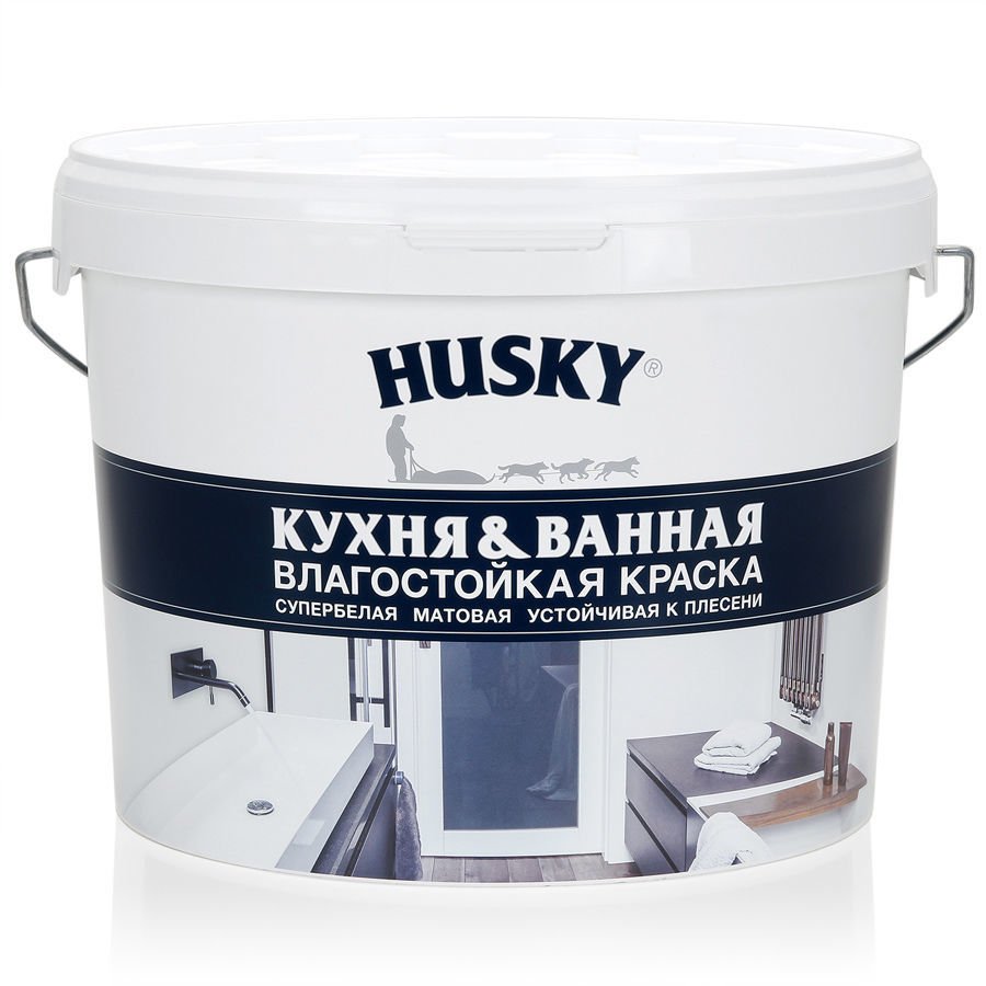 Краска для кухонь и ванных комнат HUSKY 9 л 32505