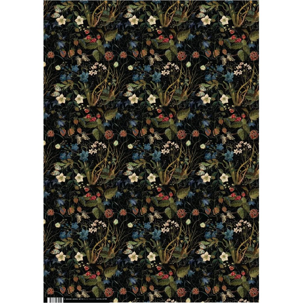 Бумага упаковочная FLORA.ЛЕСНЫЕ ЯГОДЫ, 50 х 70 см (4 листа), 2-794/02