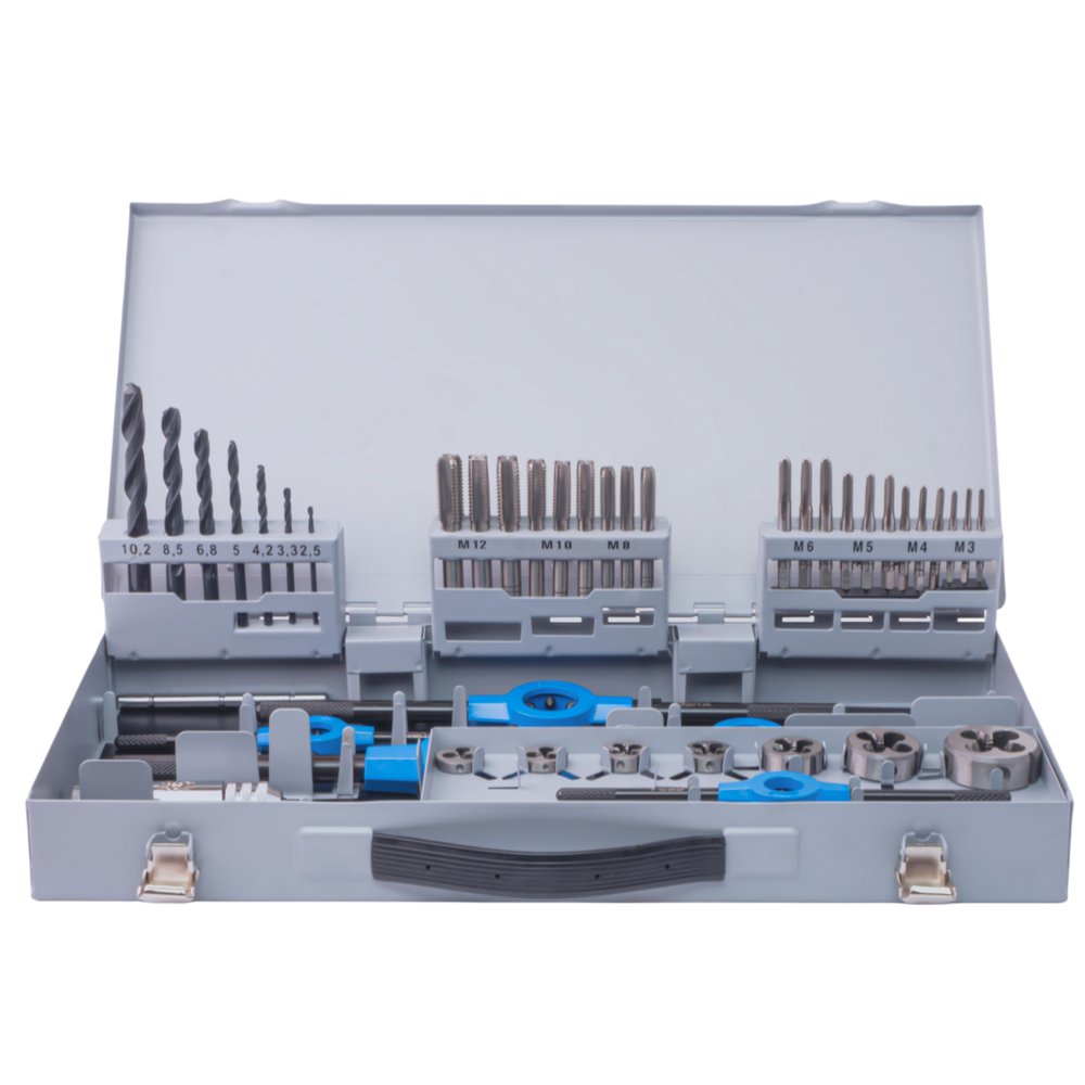 Набор ручных метчиков и плашек GSR M3-M12 DIN 352/223 HSSG 45 предметов 00708080