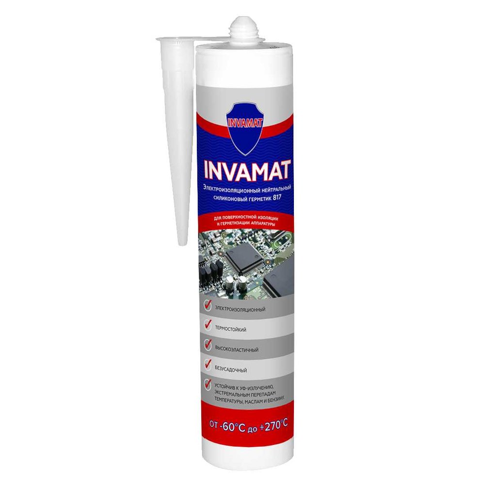 Герметик INVAMAT 817, электроизоляционный, силиконовый, нейтральный, серый, 280 мл 1053