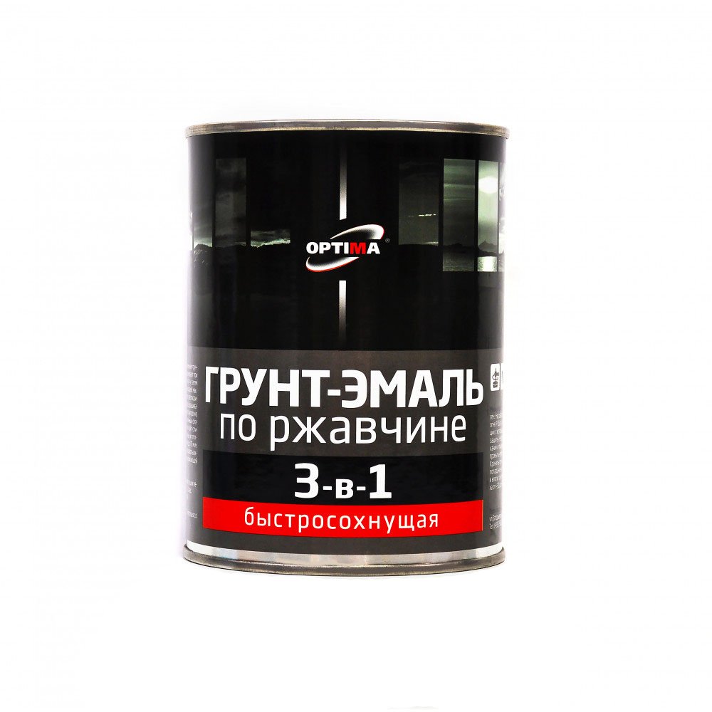 Быстросохнущая грунт-эмаль OPTIMA 3 в 1 0,8кг черная 11598021