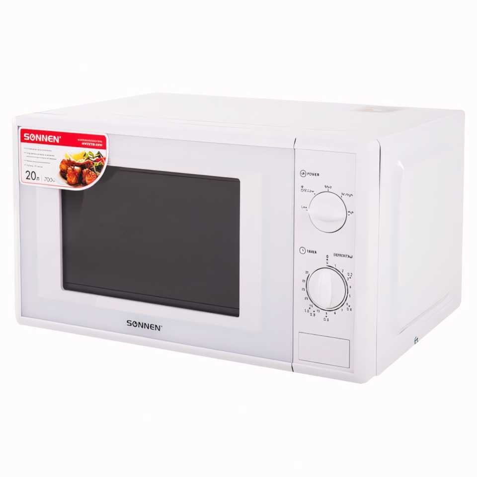 Микроволновая печь SONNEN MW2070B-5MW 20 л, 700 Вт, таймер, механическое управление, белая 454654