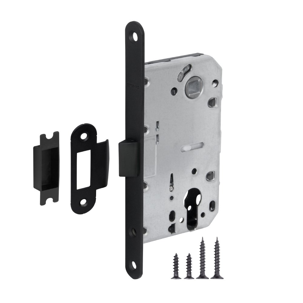 Корпус врезного замка c защёлкой FUARO PLASTP85C-50 (P85C-50) BL черный 41763