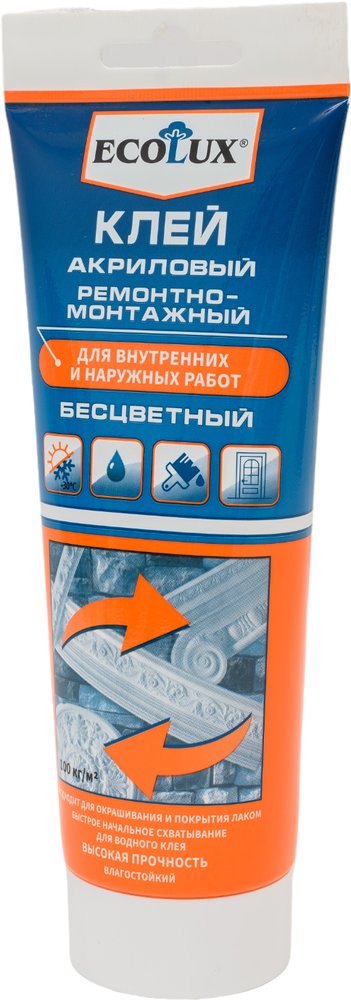 Акриловый ремонтно-монтажный клей Ecolux бесцветный, 200 мл 4607133683788