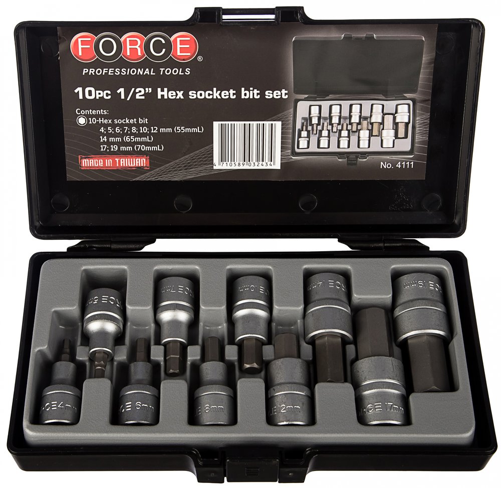 Набор головок c битами HEX 1/2' 10 шт. FORCE 4111