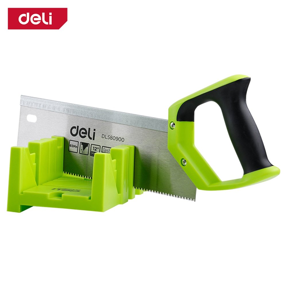 Стусло DELI DL580900 пластиковое с пилой 300мм (22.5, 45, 90 град, полотно из стали 65mn, прорезиненная ручка) 123267