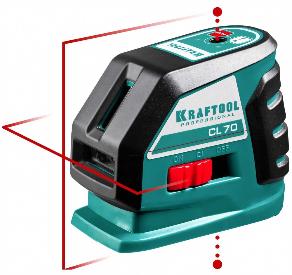 Лазерный линейный нивелир KRAFTOOL CL-70 20м / 70м /детектор/, сверхъяркий IP54 34660