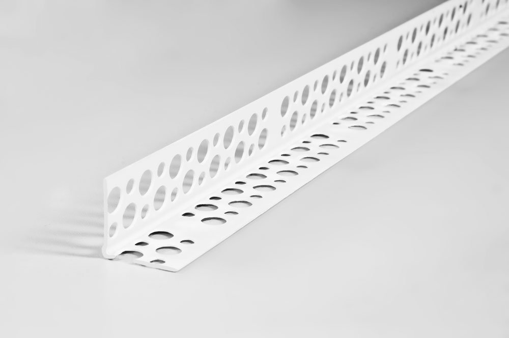 Перфорированный угол AGIS (штукатурный, ПВХ, 25x25x3000 мм, 10 шт.) 30.06.25.25.300