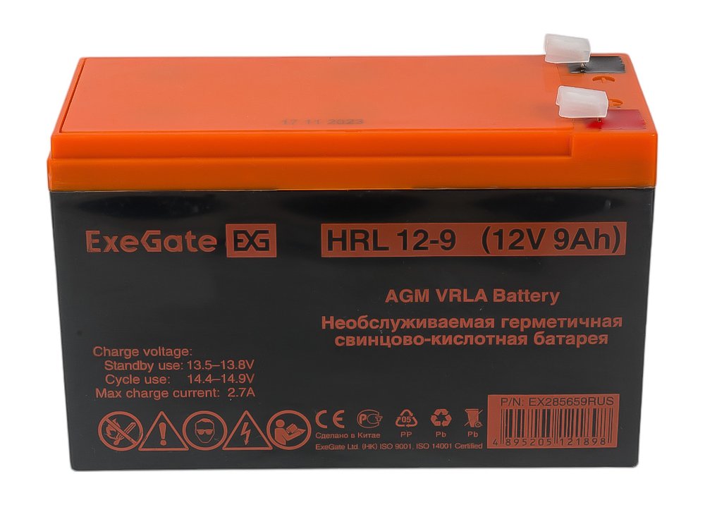Батарея аккумуляторная АКБ HRL 12-9 12V 9Ah 1234W, клеммы F2 ExeGate 285659