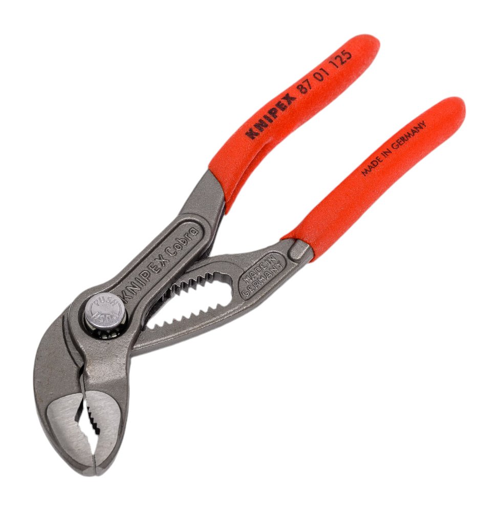 Переставные клещи Knipex Cobra, 27 мм (1'), 125 мм, серые, 1К ручки, KN-8701125SB