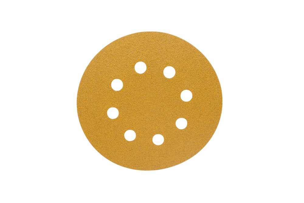 Диск абразивный с липучкой Sandpaper (yellow) 125 мм, 8 отверстий, P100, 10 шт BRUSHTEX 125Y8-100