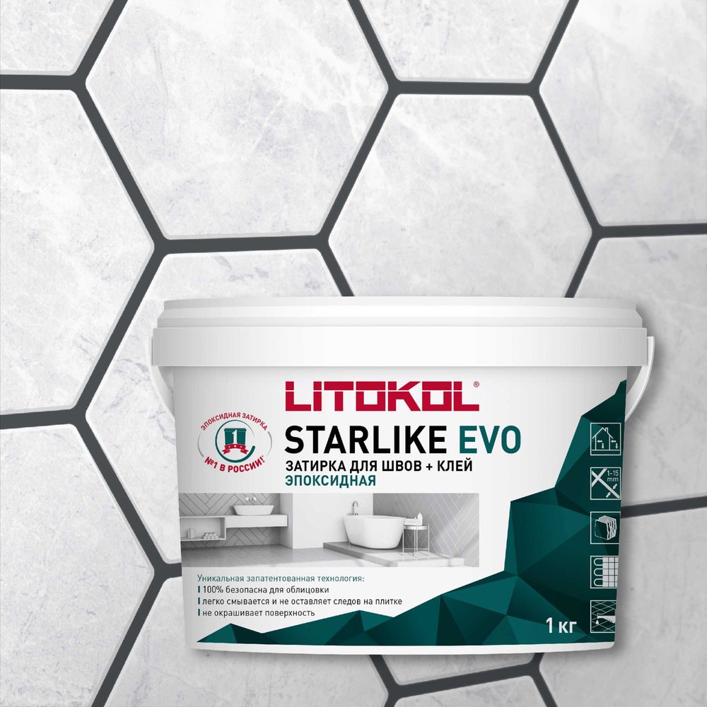 Эпоксидный состав для укладки и затирки мозаики LITOKOL STARLIKE EVO S.140 NERO GRAFITE 485190002